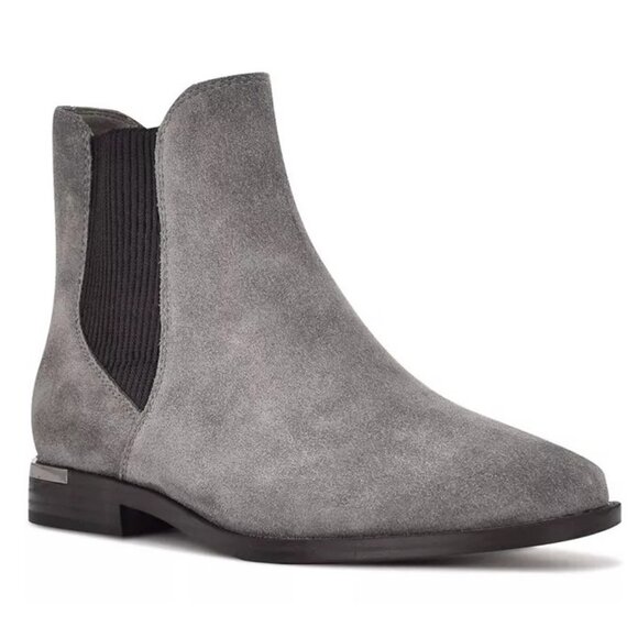 Nine West Womens 8M Agate Chelsea Ankle Boot Gray Suede Leather Bootie LKNW - Picture 1 of 10